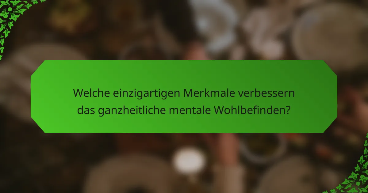 Welche einzigartigen Merkmale verbessern das ganzheitliche mentale Wohlbefinden?